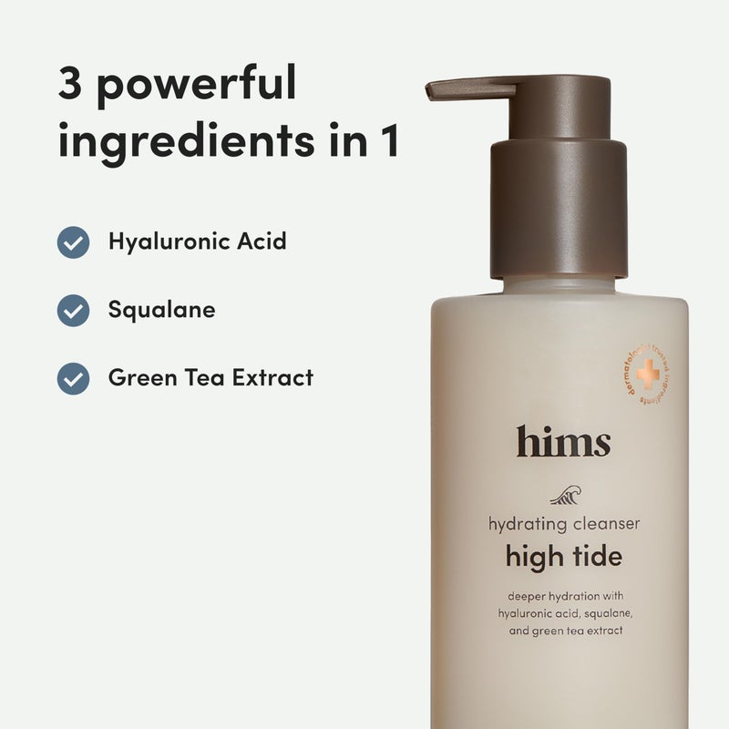HIMS & HERS hims High Tide Hydrating Daily Cleanser for Men - Gentle Face Cleanser with Hyaluronic Acid, Squalane and Green Tea Extract - Lemongrass Field Scent - Image 5