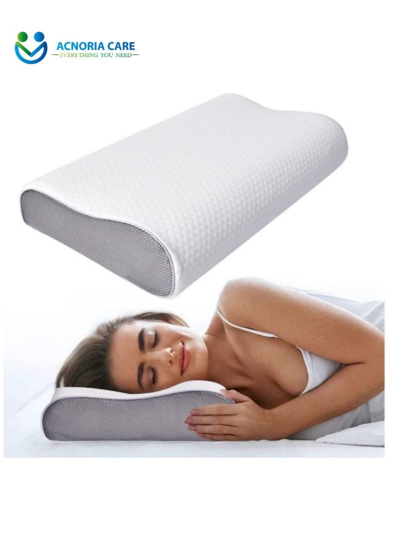 ACNORIA CARE Contour Pillow Memory Foam Neck Support Orthopedic Comfort Neck Pain With Removable Pillow Cover - Size 60*40*9/11 cm - From Acnoria Care  - Image 2