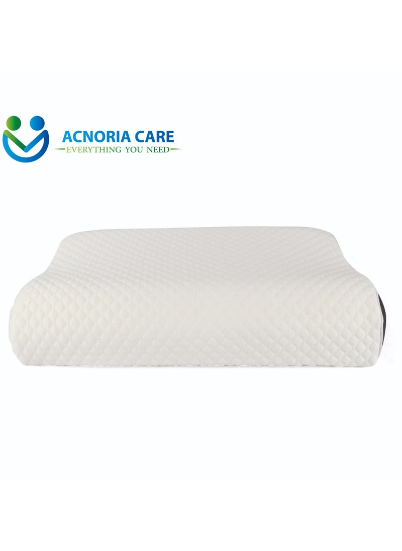 Contour Pillow Memory Foam Neck Support Orthopedic Comfort Neck Pain With Removable Pillow Cover - Size 60*40*9/11 cm - From Acnoria Care