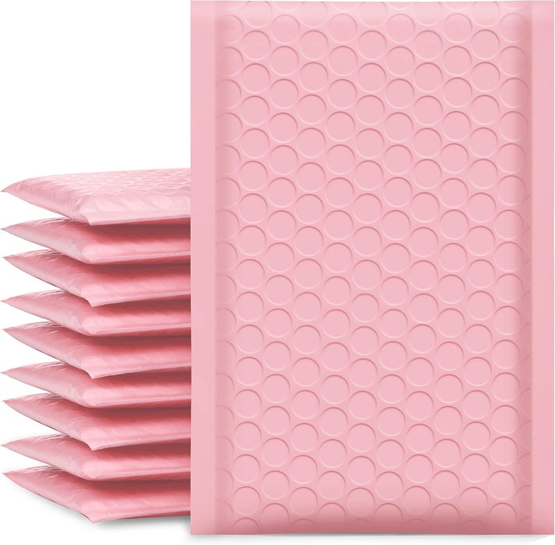UCGOU Bubble Mailers 4x8 Inch Light Pink 100 Pack Poly Padded Envelopes Small Business Mailing Packages Opaque Self Seal Boutique Shipping Bags Bubble Mailer - Image 1