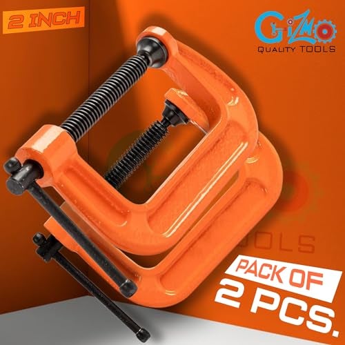 GIZMO C-Clamp, C Clamps Set, Heavy Duty G-Clamp With Chrome Plated Screw Pack of 2 (2 Inch) - Image 4