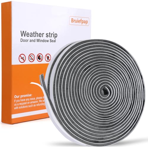 Bruiefpap 40FT Self-Adhesive Weather Stripping Seal for Door Frames and Sliding Windows, Weatherstripping for Soundproofing, Dustproof, Window Insulation for Winter, 0.35'' Wide x 0.35'' Thick, Grey - Image 1