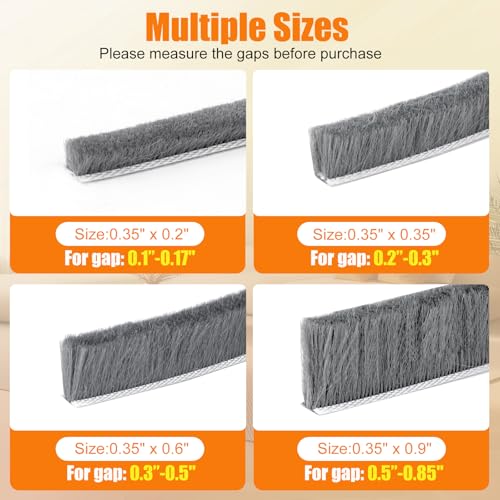 Bruiefpap 40FT Self-Adhesive Weather Stripping Seal for Door Frames and Sliding Windows, Weatherstripping for Soundproofing, Dustproof, Window Insulation for Winter, 0.35'' Wide x 0.35'' Thick, Grey - Image 2
