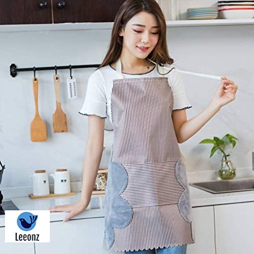 Leeonz Womens Aprons with Pockets Durable Aprons for Chefs with Pocket and Hands Wiping Quilt, Coffee (Green, Set of 1 PCS) - Image 4