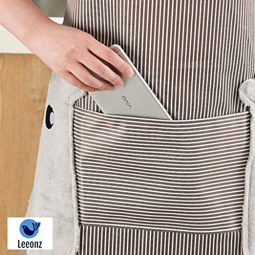 Leeonz Womens Aprons with Pockets Durable Aprons for Chefs with Pocket and Hands Wiping Quilt, Coffee (Green, Set of 1 PCS) - Image 2