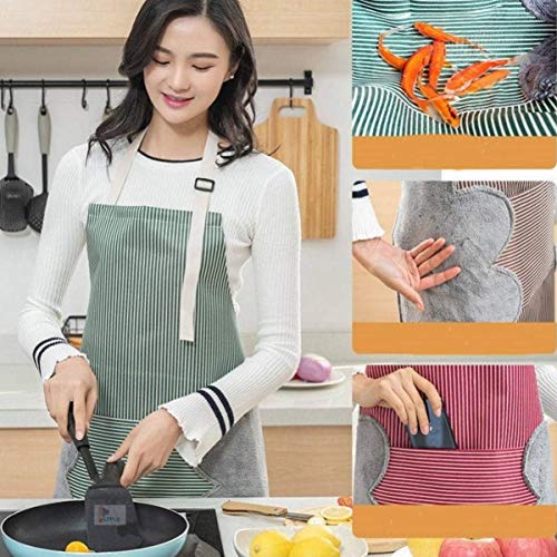 Leeonz Womens Aprons with Pockets Durable Aprons for Chefs with Pocket and Hands Wiping Quilt, Coffee (Green, Set of 1 PCS) - Image 1