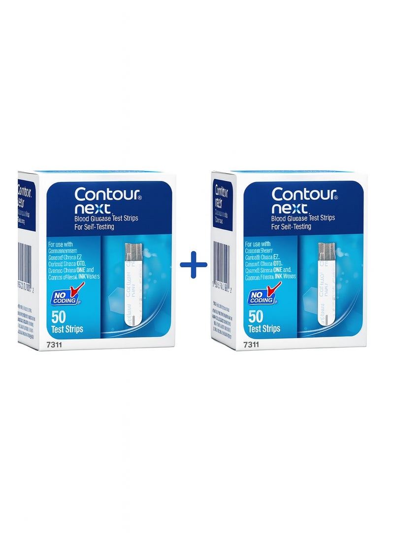 Ascensia Contour Next Test Strips 50 Count × 2 | No Coding | Compatible with Contour Meters - Image 1