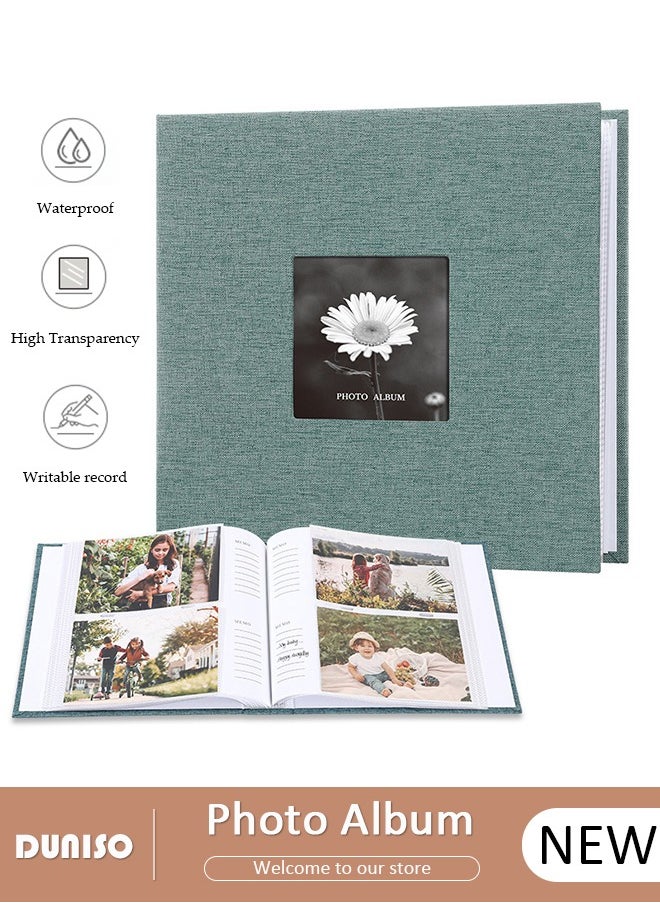 DUNISO 200 Pockets Photo Album with Writing Space and Front Window, Waterproof Linen Photo Album for 4 * 6 Inches photos, Portable Photo Album for Baby Travel Wedding Family  - Image 1