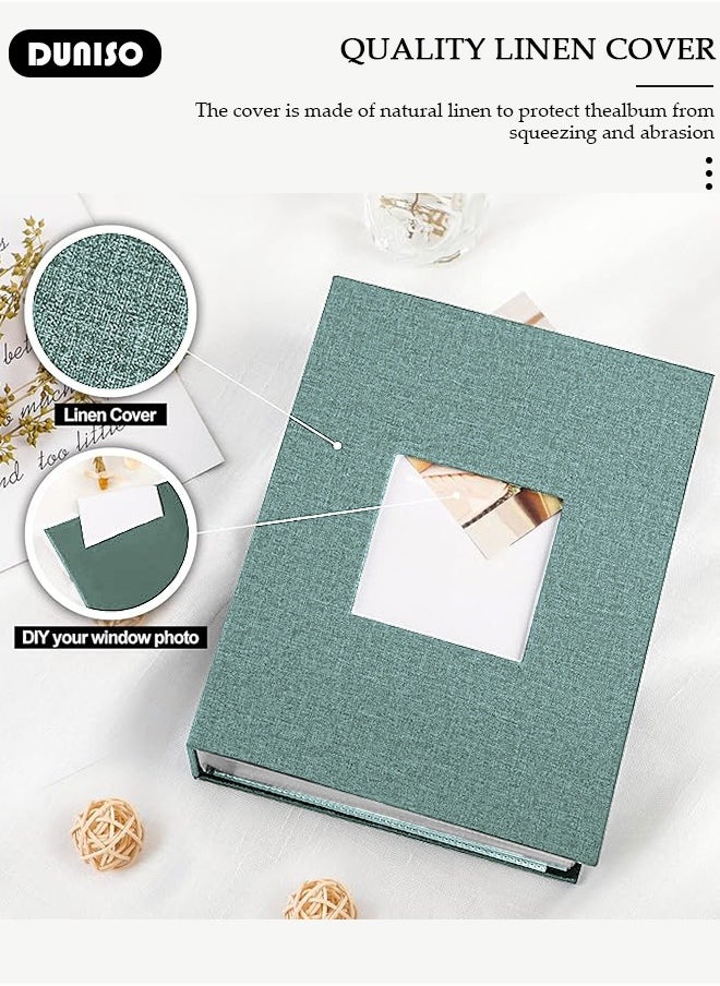 DUNISO 200 Pockets Photo Album with Writing Space and Front Window, Waterproof Linen Photo Album for 4 * 6 Inches photos, Portable Photo Album for Baby Travel Wedding Family  - Image 3
