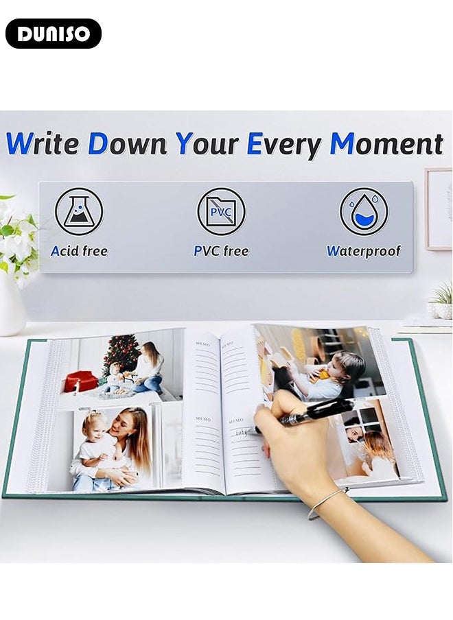 DUNISO 200 Pockets Photo Album with Writing Space and Front Window, Waterproof Linen Photo Album for 4 * 6 Inches photos, Portable Photo Album for Baby Travel Wedding Family  - Image 2