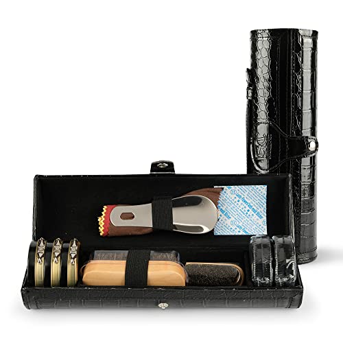 Stone and Clark 12PC Shoe Polish & Care Kit, Leather Shoe Shine Kit with Brown Wax, Shoe Brushes for Polishing, Compact Shoe Cleaning Kit - Image 3