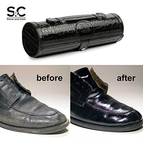 Stone and Clark 12PC Shoe Polish & Care Kit, Leather Shoe Shine Kit with Brown Wax, Shoe Brushes for Polishing, Compact Shoe Cleaning Kit - Image 2