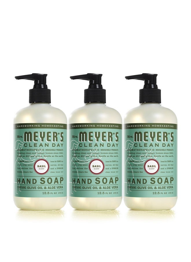 Mrs. Meyer's Clean Day Hand Soap Made With Essential Oils Biodegradable Formula Basil 12.5 Fl. Oz Pack Of 3 