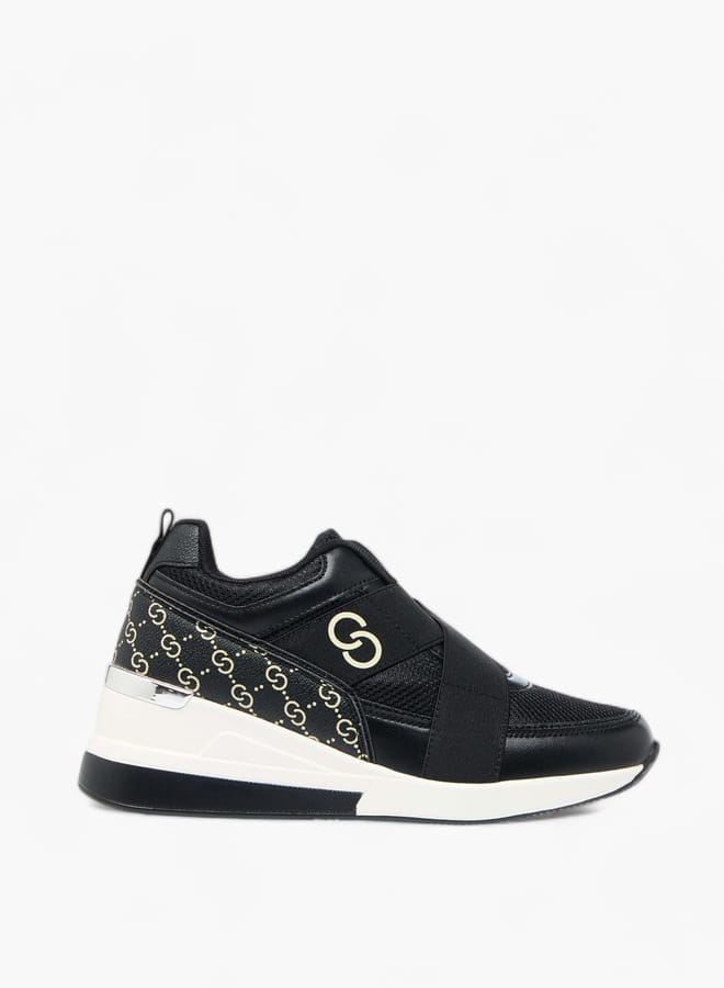 Celeste أحذية رياضية نسائية بطبعة مونوغرام مع كعب ويدج - Image 2