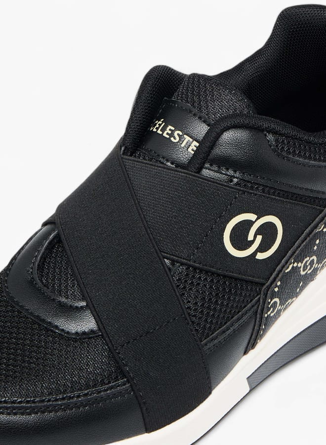 Celeste أحذية رياضية نسائية بطبعة مونوغرام مع كعب ويدج - Image 3