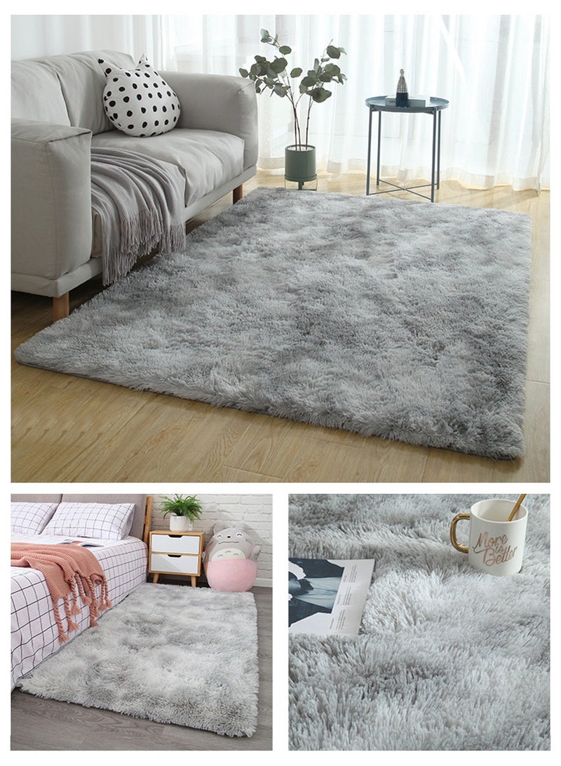 وانغبانغزي سجادة منطقة تجريدية ضبابية - سجادة قطيفة لغرفة النوم وغرفة المعيشة وحضانة الأطفال وغرفة النوم (رمادي فاتح) - Image 2