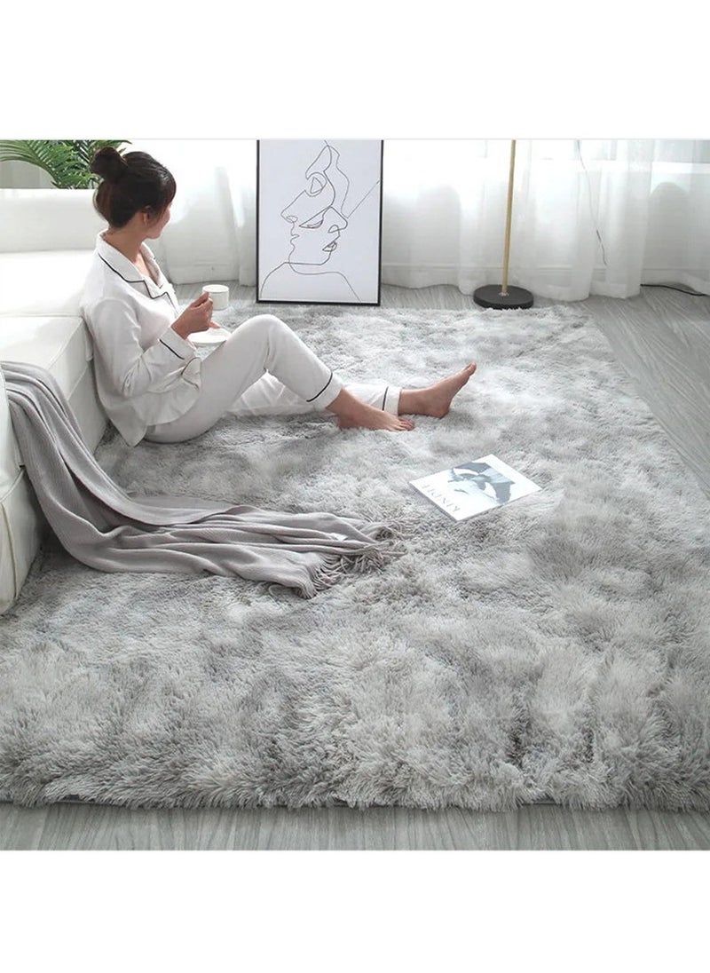 WangPangZi Fuzzy Abstract Area Rug – Plush Carpet for Bedroom, Living Room, Kids Nursery & Dorm Room(Light Grey)  - Image 4