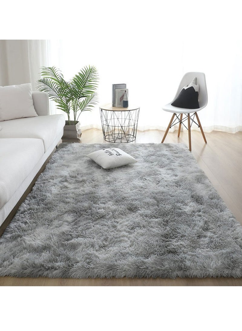 WangPangZi Fuzzy Abstract Area Rug – Plush Carpet for Bedroom, Living Room, Kids Nursery & Dorm Room(Light Grey)  - Image 3