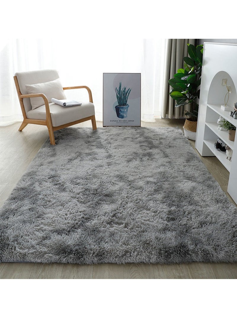 WangPangZi Fuzzy Abstract Area Rug – Plush Carpet for Bedroom, Living Room, Kids Nursery & Dorm Room(Light Grey)  - Image 2