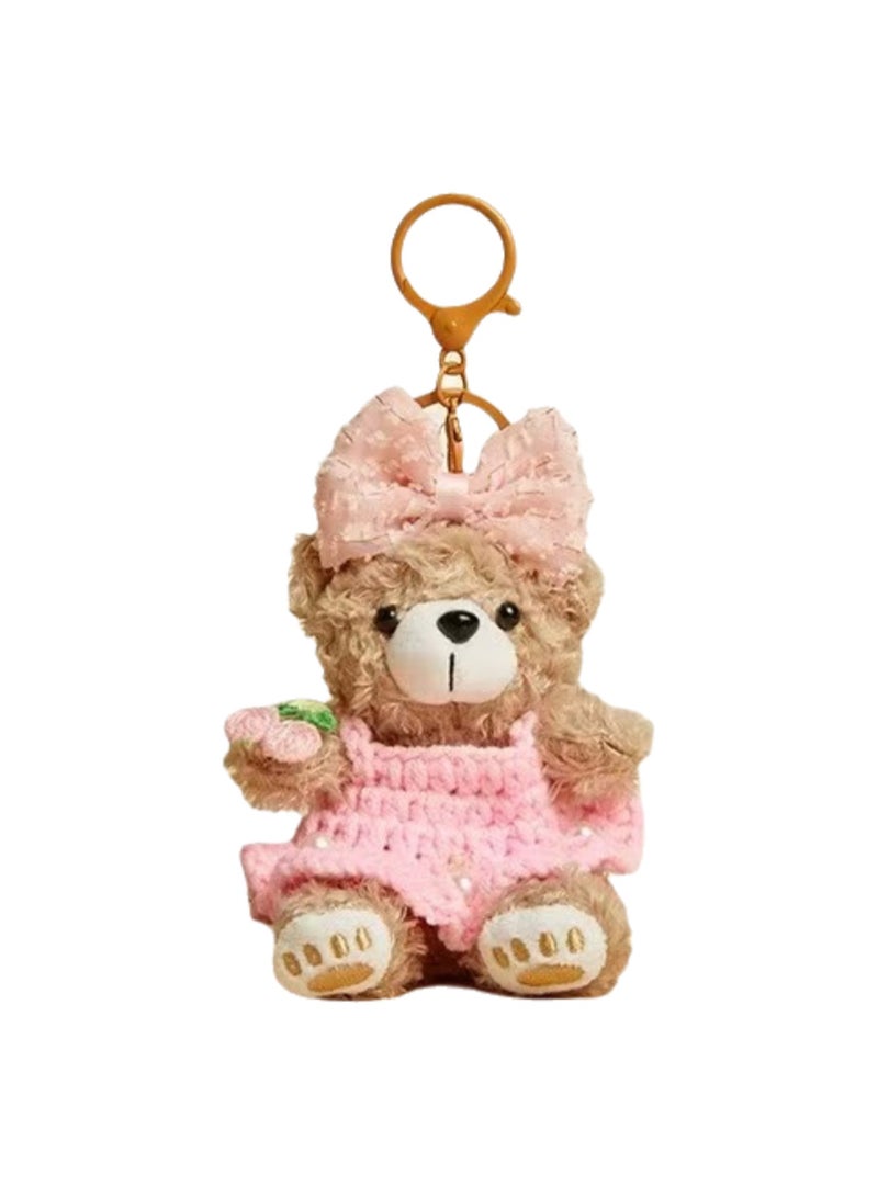 Bear Keychain, Plush Bear Gift, Cute Keychain, Bear Lover Gift, Backpack Accessories, Bag Ornaments (Cherry Blossom Bear-Pink Sweater)  - Image 1