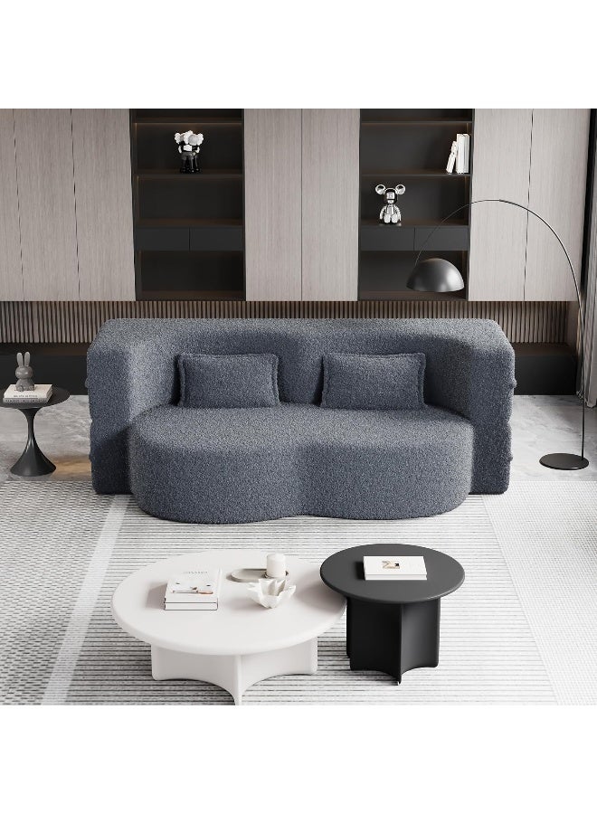 Ripple FURNITURE Uae Homes Lambswool Fabric Folding Sofa Bed, 2-Seater, Compact Living Room Cloud Couch Set, Compression Packing (Grey) - Image 5