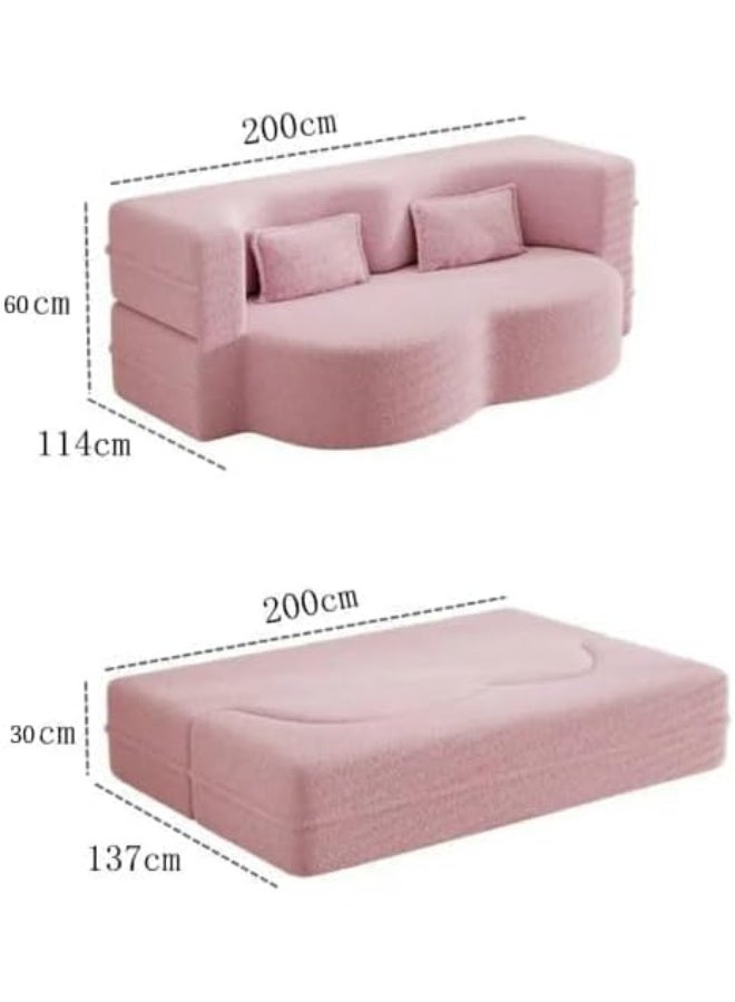 Ripple FURNITURE Uae Homes Lambswool Fabric Folding Sofa Bed, 2-Seater, Compact Living Room Cloud Couch Set, Compression Packing (Grey) - Image 2
