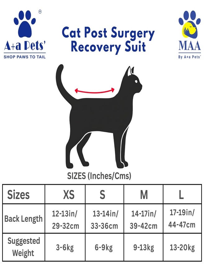 A+a Pets ملابس يومية للقطط من A+a Pets، مناسبة للتعافي بعد العمليات الجراحية، أو الجروح البطنية، أو الأمراض الجلدية | قطن يسمح بمرور الهواء (أزرق، صغير) - Image 5