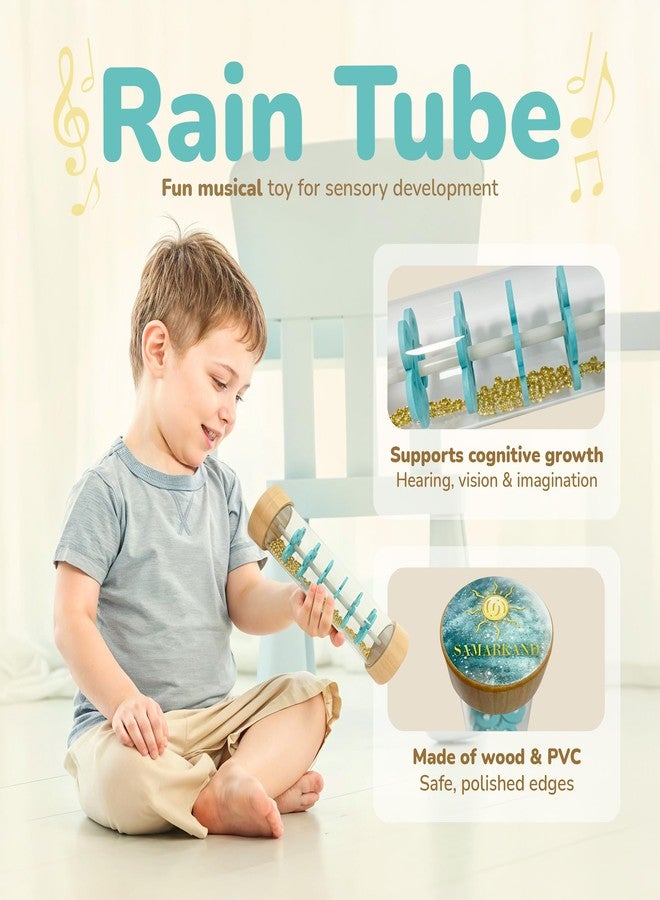 SAMARKAND Musical Instruments Kalimba, Rainstick, Rain Drum & Ocean Drum - Learning, Music Classroom Must Haves Kids Music Toddler Musical Instruments Boost Creativity & Motor Skills Perfect Baby Play,Toddler - Image 4
