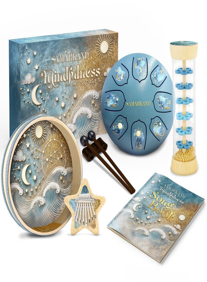 SAMARKAND Musical Instruments Kalimba, Rainstick, Rain Drum & Ocean Drum - Learning, Music Classroom Must Haves Kids Music Toddler Musical Instruments Boost Creativity & Motor Skills Perfect Baby Play,Toddler - Image 1