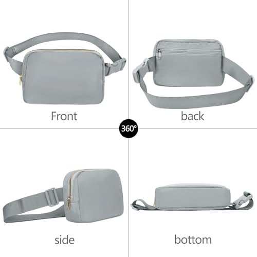 VOROLO Fanny Pack For Women And Men Crossbody Bag Belt Bag with Adjustable Strap Graduation Gifts Light Grey - Image 2
