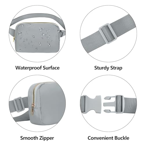 VOROLO Fanny Pack For Women And Men Crossbody Bag Belt Bag with Adjustable Strap Graduation Gifts Light Grey - Image 4