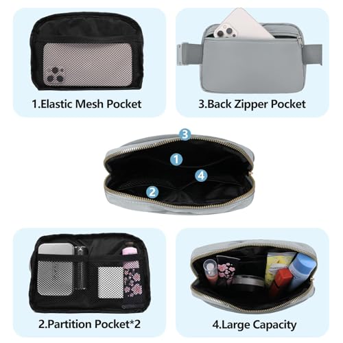 VOROLO Fanny Pack For Women And Men Crossbody Bag Belt Bag with Adjustable Strap Graduation Gifts Light Grey - Image 3