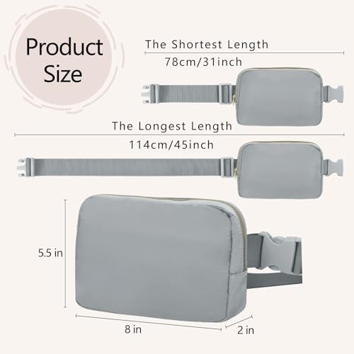 VOROLO Fanny Pack For Women And Men Crossbody Bag Belt Bag with Adjustable Strap Graduation Gifts Light Grey - Image 5