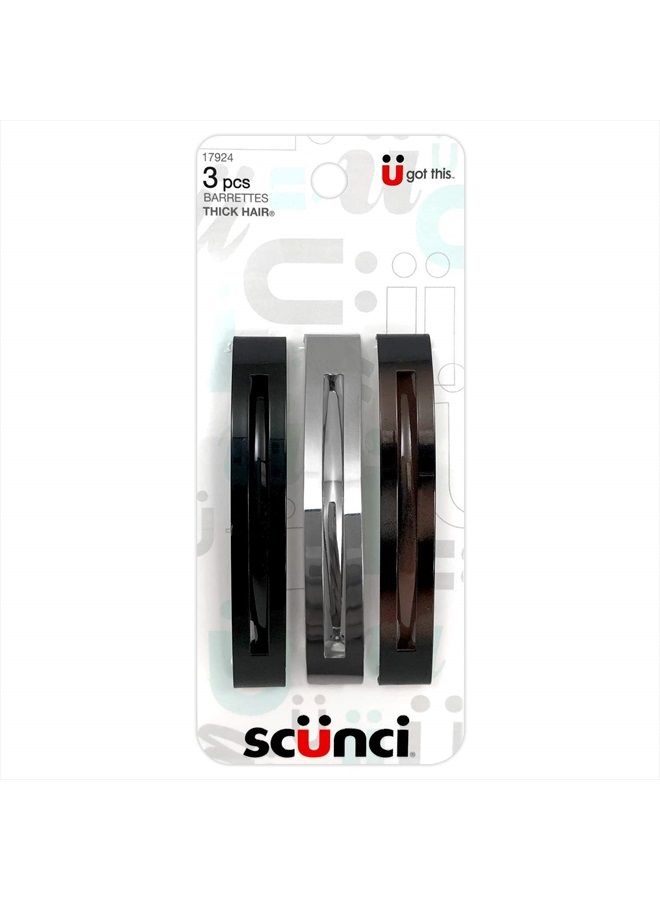 Scunci Thick Hair Open Slide Metal Barrettes 3-Pcs Per Pack (1-Pack) - Image 1