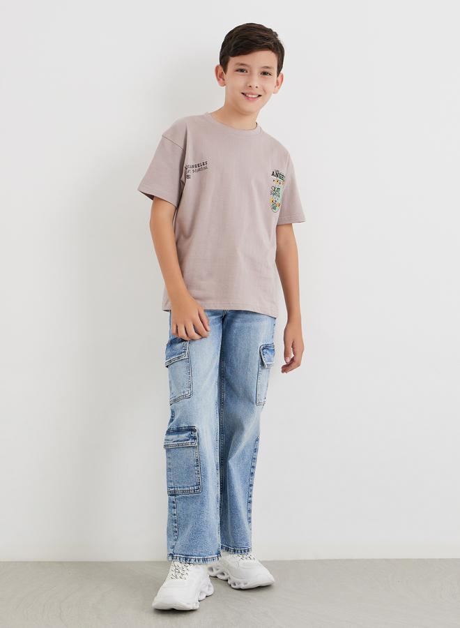 Styli Teens Beige Graphic Print Oversized T-Shirt - Image 2