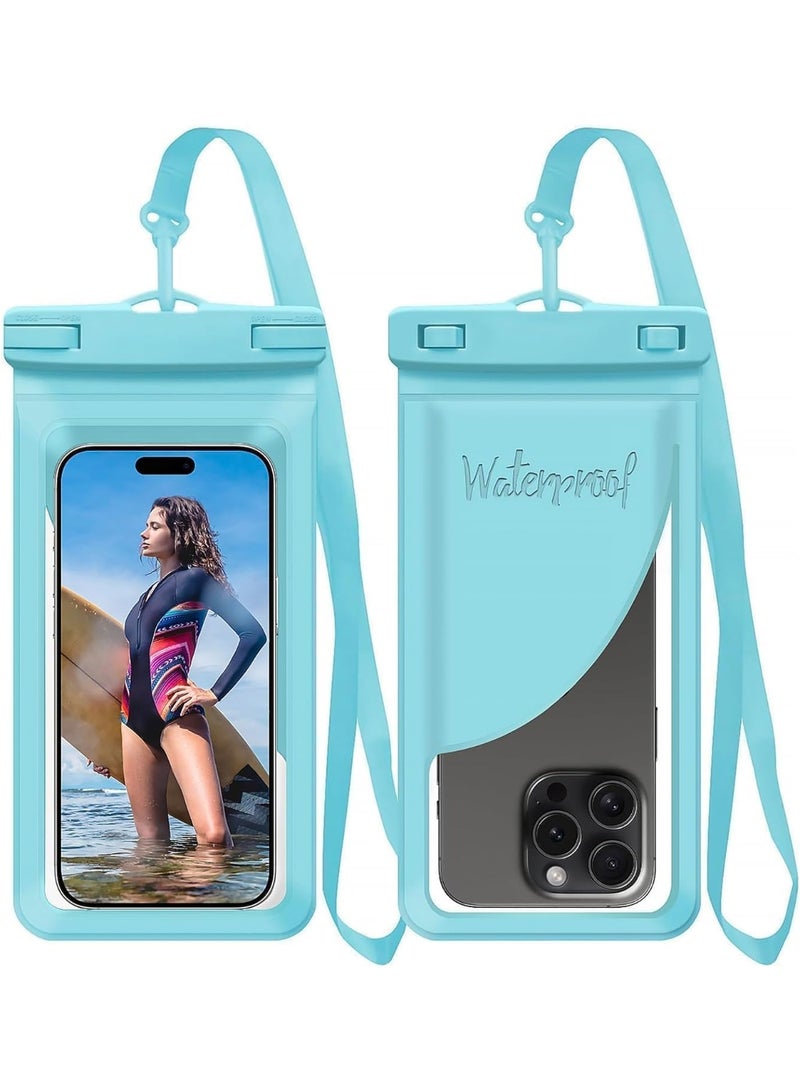 Waterproof Phone Case, with Inside Card Holder, Large Waterproof Pouch for iPhone 17 16 15 14 13 Pro Max, Sumsung S25 Ultra, IPX8 Certified Cellphone Travel Accessories for Vacation Must Haves, 1 Pack-Blue-8.3″ - Image 1