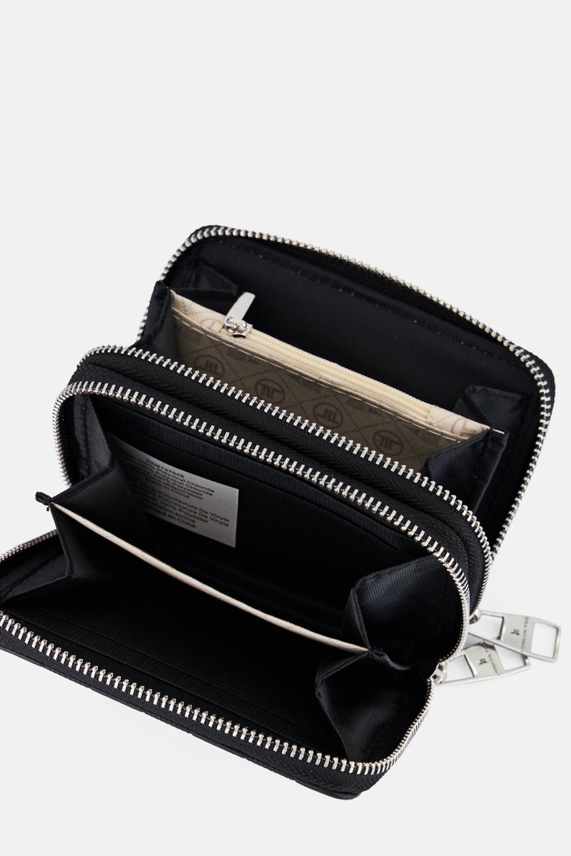 London Fog Women Brand Logo Dahlia Double Zippper Wallet, Black - Image 3