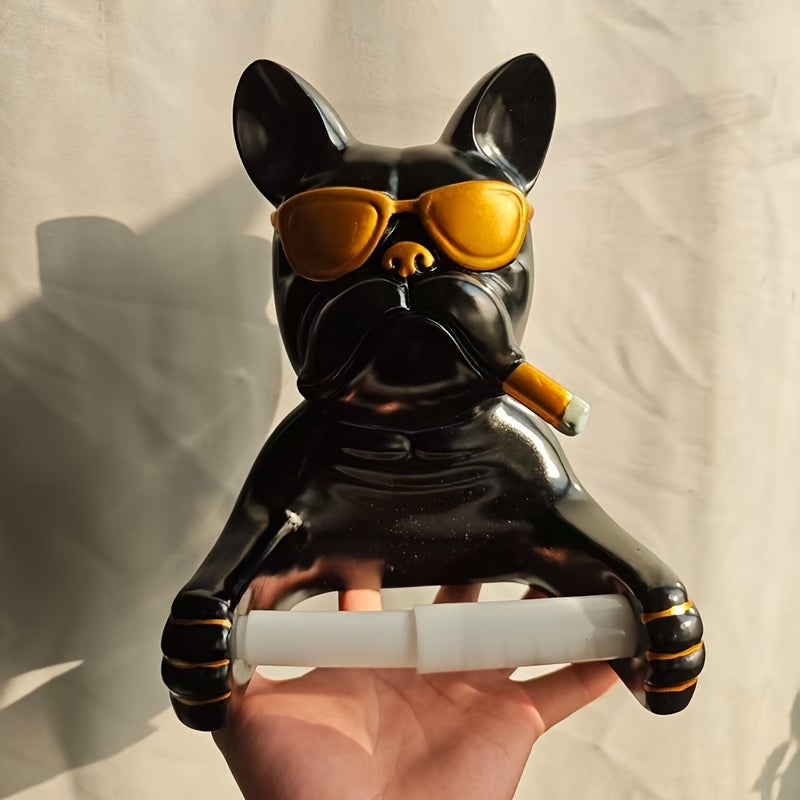 PETO 1pc French Bulldog Wall-Mounted Tissue Holder - Resin, No Metal Tube, Ideal for Bathroom Decor & Storage - Image 5