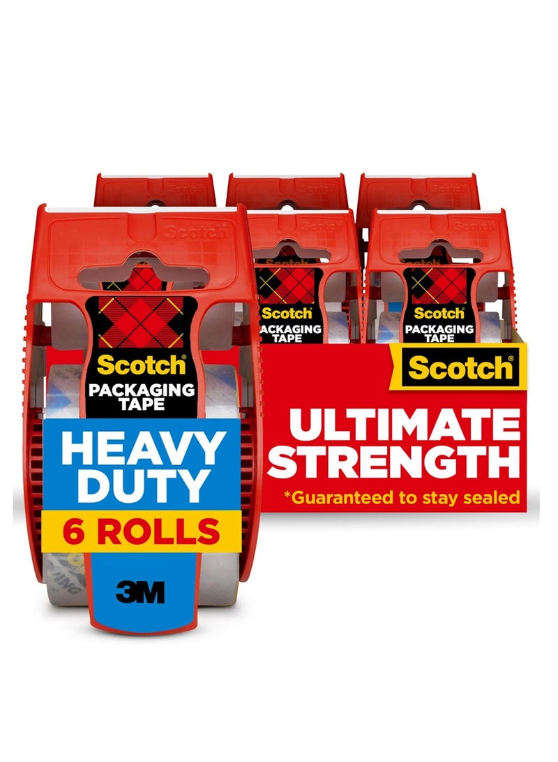 Scotch(R) Scotch Heavy Duty Shipping and Moving Packing Tape, Clear, Packing and Moving Supplies, 1.88 in. x 22.2 yd., 6 Tape Rolls with Dispensers  - Image 1