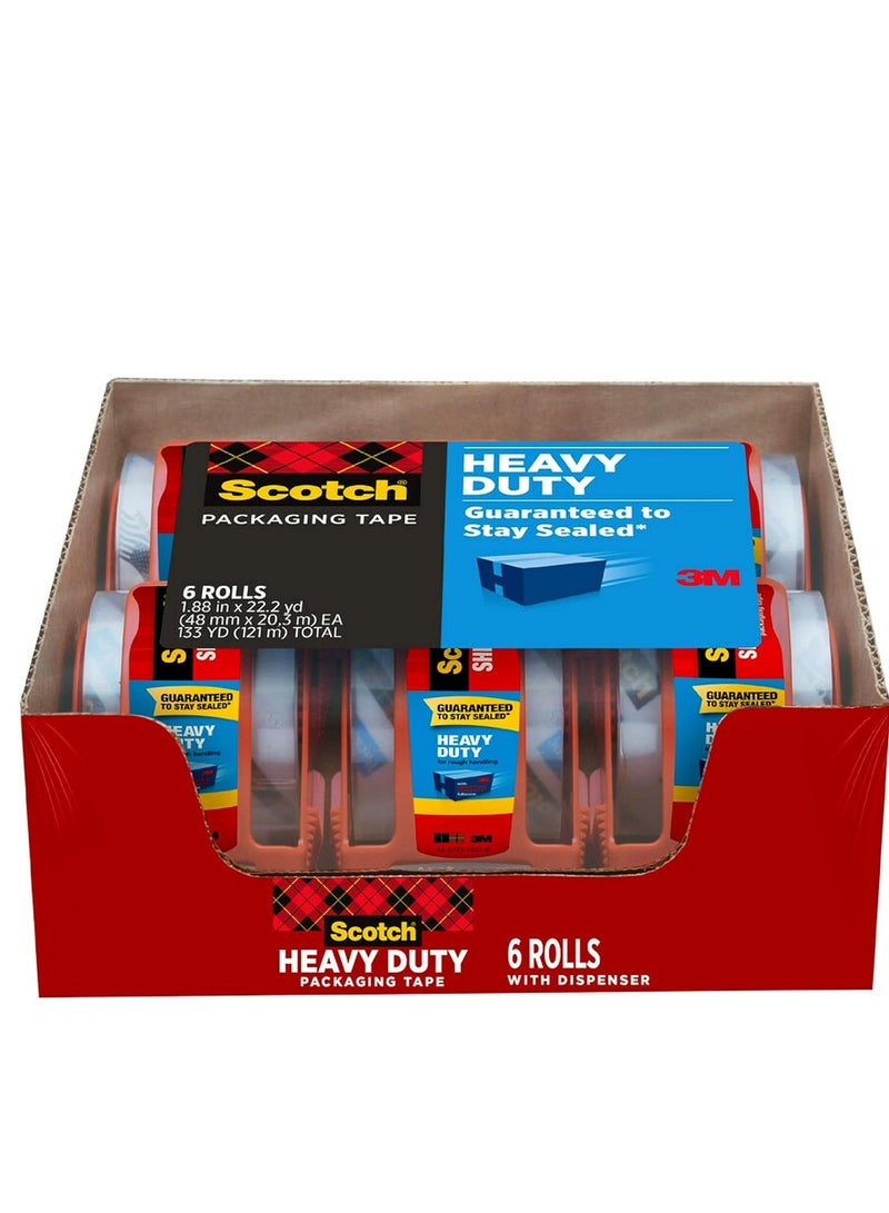 Scotch(R) Scotch Heavy Duty Shipping and Moving Packing Tape, Clear, Packing and Moving Supplies, 1.88 in. x 22.2 yd., 6 Tape Rolls with Dispensers  - Image 4