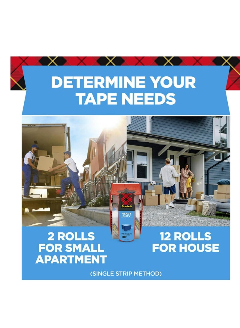 Scotch Heavy Duty Shipping Packing Tape, Clear, Packing Tape for Moving Boxes and Packaging Supplies, 1.88 in. x 22.2 yd., 6 Roll Dispensers, Moving Supplies - Image 3