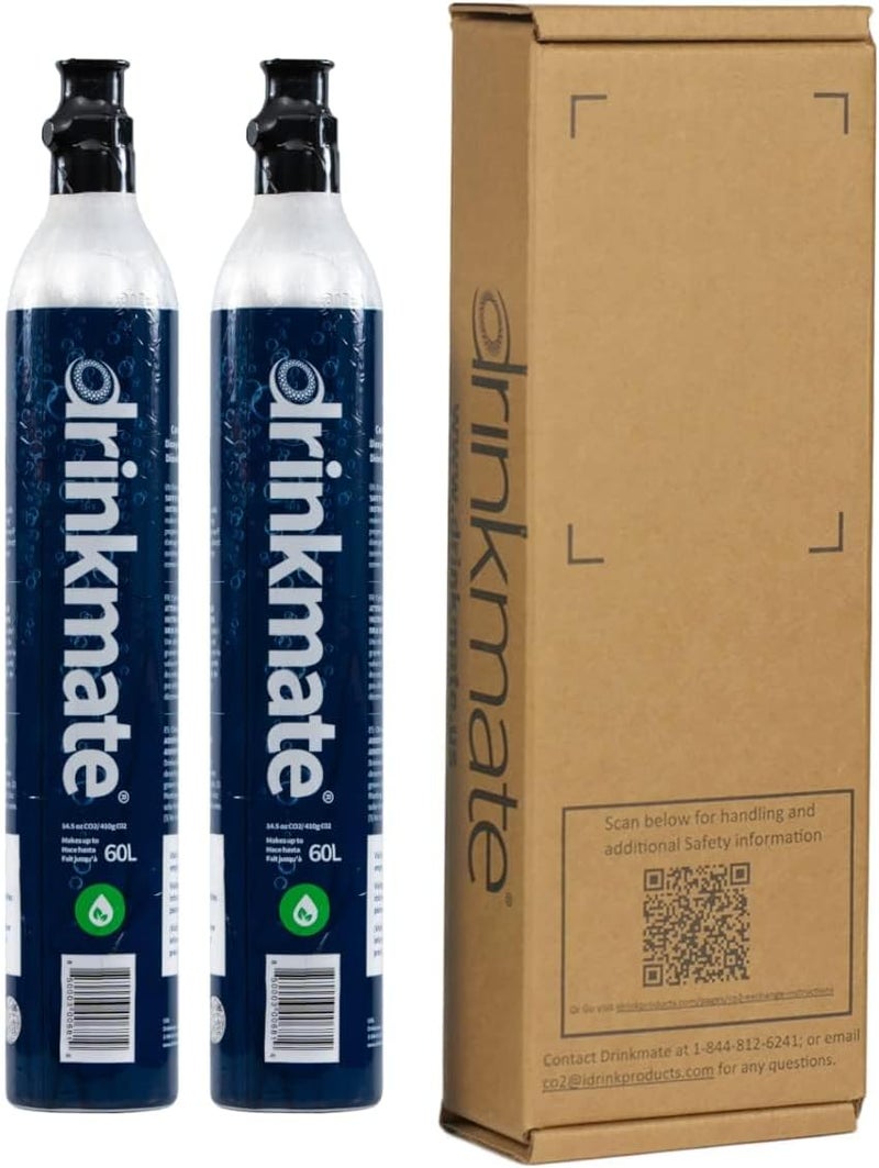 DrinkMate 60 Litre Spare Gas CO2 Cylinders, Compatible With SodaStream- 2 Pack - Filled - Image 2