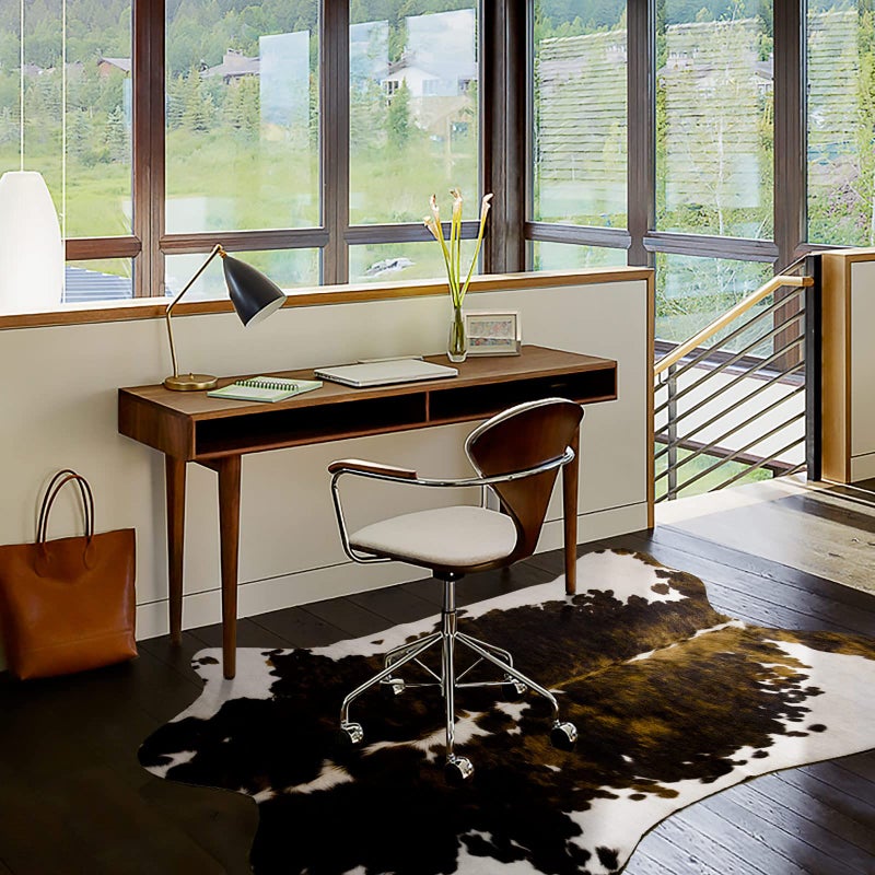 HOMORE Cowhide Rug  3x4 Rug Small Cow Print Rug for Bedroom Faux Cow Hide Animal Print Carpet for Living Room Office Table Western Decor  Dark Brown - Image 5