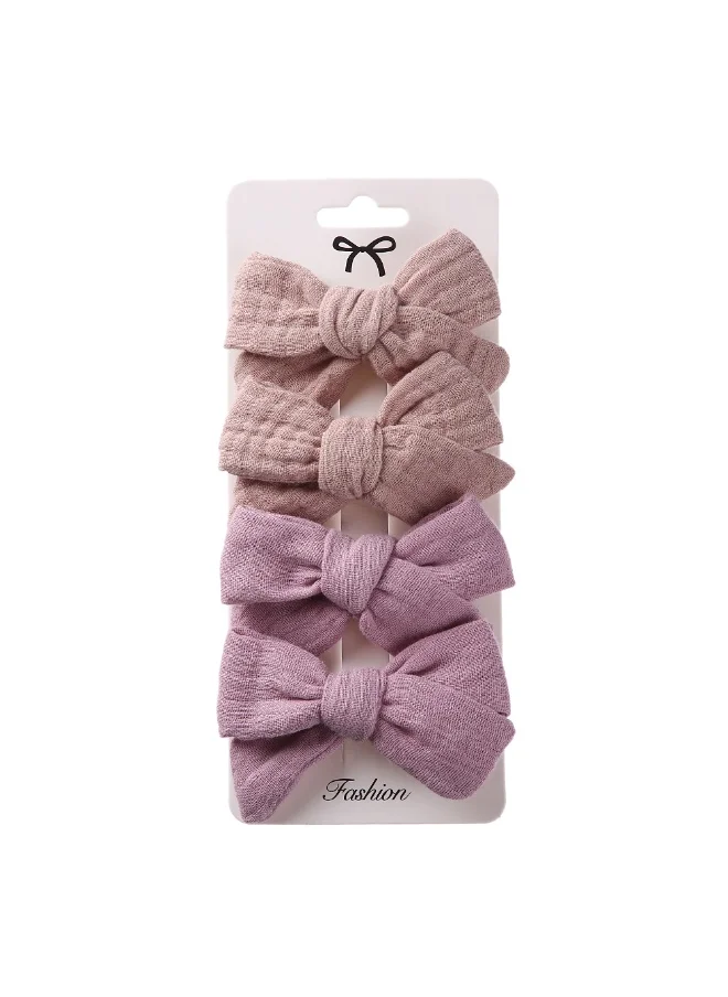 دىدانيالا Adella Ribbon Bow Clip Set For Babies and Girls -  Brown & Lavander