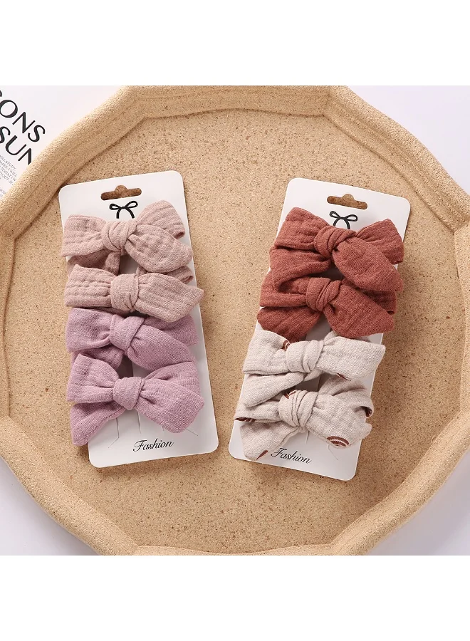 D'Daniela Adella Ribbon Bow Clip Set For Babies and Girls -  Brown & Lavander