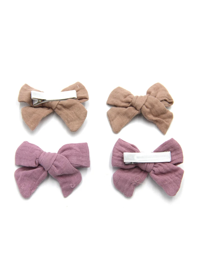 دىدانيالا Adella Ribbon Bow Clip Set For Babies and Girls -  Brown & Lavander
