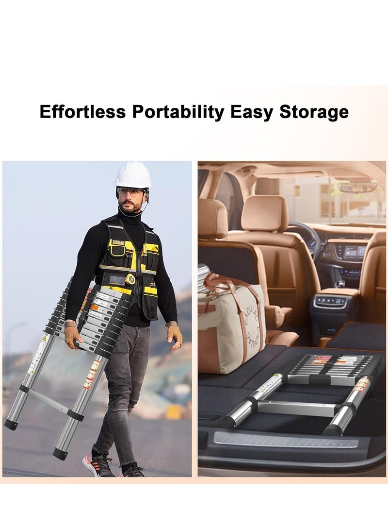 3.2M Telescopic Ladder 10.5ft Multi-Purpose Extendable Ladder, Stainless Steel Telescoping Ladder roof ladder, Portable Compact Loft Ladder attic ladders for Roof, RV, Decorating, Painting, Cleaning - Image 3