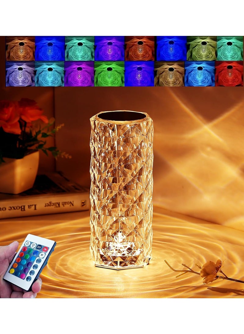 Generic - Crystal Rose Touch Control Lamp - 16 Color Changing Rechargeable with Dimmable Remote Control and Dynamic Gradient Mode - Image 1