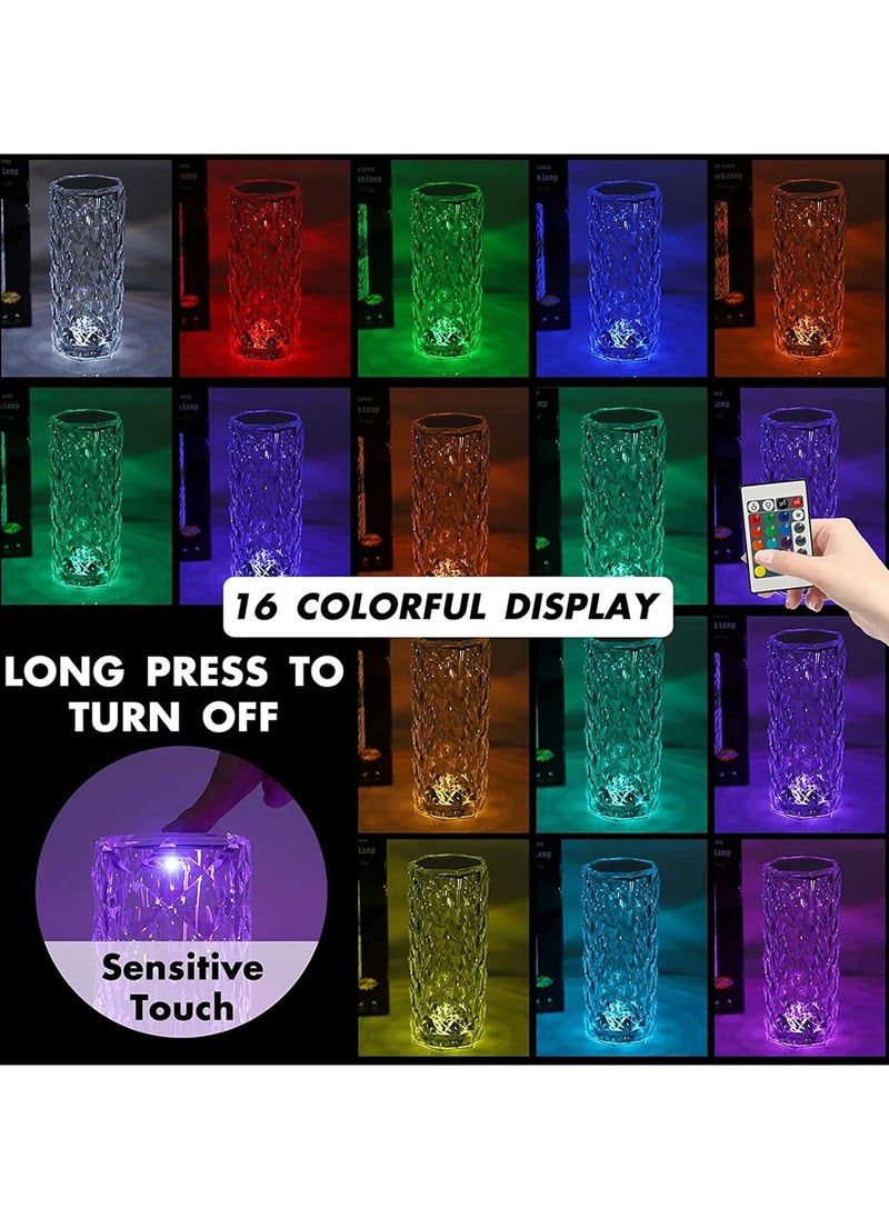 Generic - Crystal Rose Touch Control Lamp - 16 Color Changing Rechargeable with Dimmable Remote Control and Dynamic Gradient Mode - Image 1