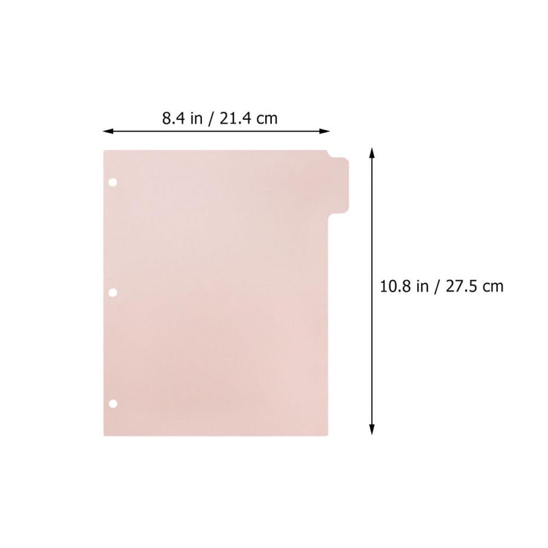 A4 3 Hole Binder Dividers 5pcs Light Pink Plastic Page Markers with Tabs for Office Filing - Image 3